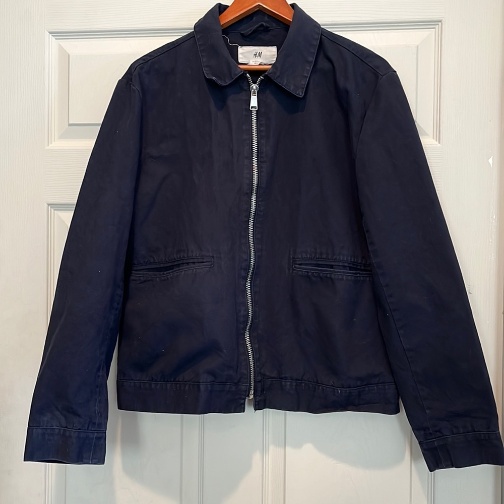 H&M Zip Front Chore Jacket Navy Size Large